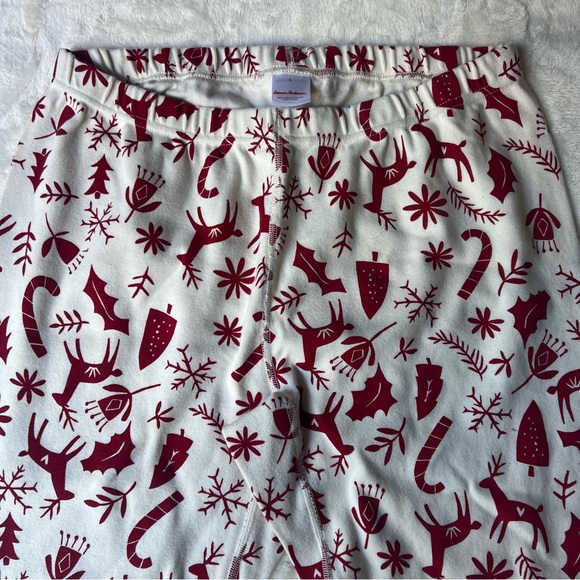 Hanna Andersson Women Holiday Pajama PJ Pants Deer Long John Red White Sz Large - Picture 2 of 4